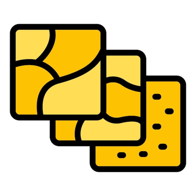 Vector de contorno del icono de la baldosa del patio Superficie de construcción Color plano de piedra de cemento
