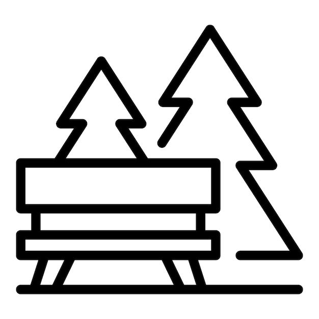 Vector de contorno del icono del banco del bosque Caminar ecoturismo Naturaleza eco