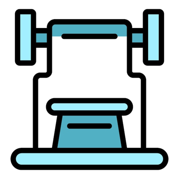 Vector de contorno del icono del banco equipo de gimnasio color plano del entrenamiento de fitness