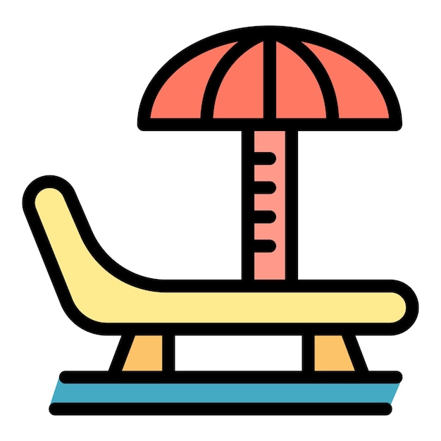 Vector de contorno de icono de banco de playa Esquí acuático Gente verano color plano