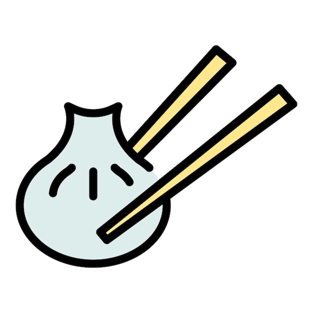 Vector de contorno de icono de baozi chino Comida de Bun Taiwán Bao color plano