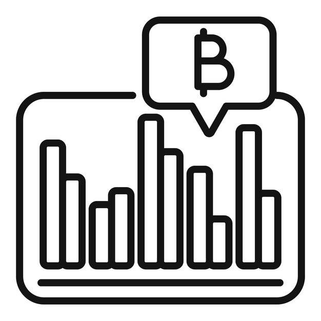 Vector de contorno del icono de la barra de dinero de Bitcoin Diagrama de ganancia