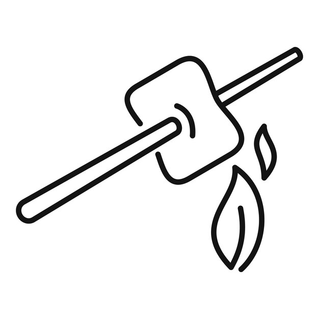 Vector de contorno del icono del bastón de fuego de malvavisco Actividad en el campamento
