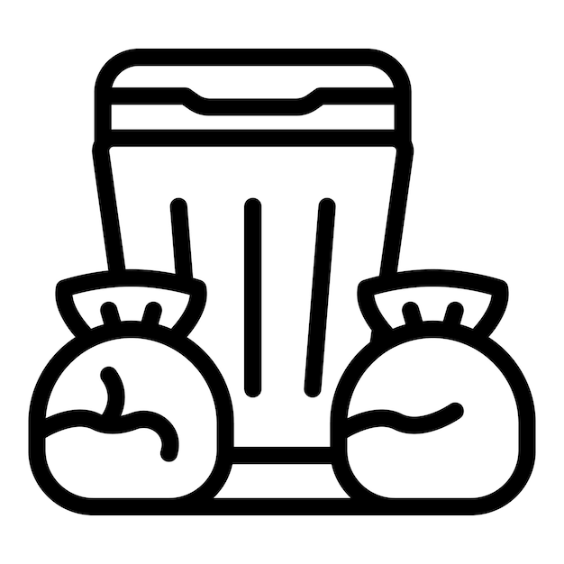 Vector de contorno de icono de basura callejera Ayuda a la pobreza Personas sin hogar