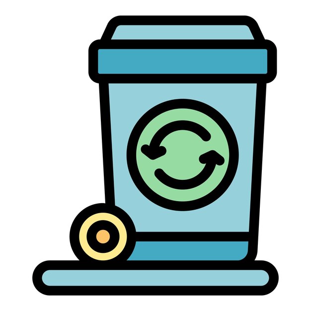 Vector de contorno del icono de la basura de reciclaje Energía energía color plano de biocombustible
