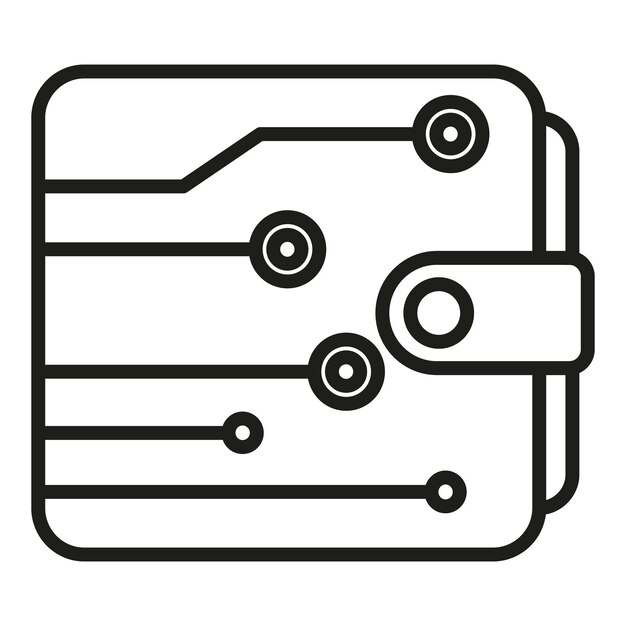Vector de contorno de icono de billetera digital Crypto dinero Negocio financiero
