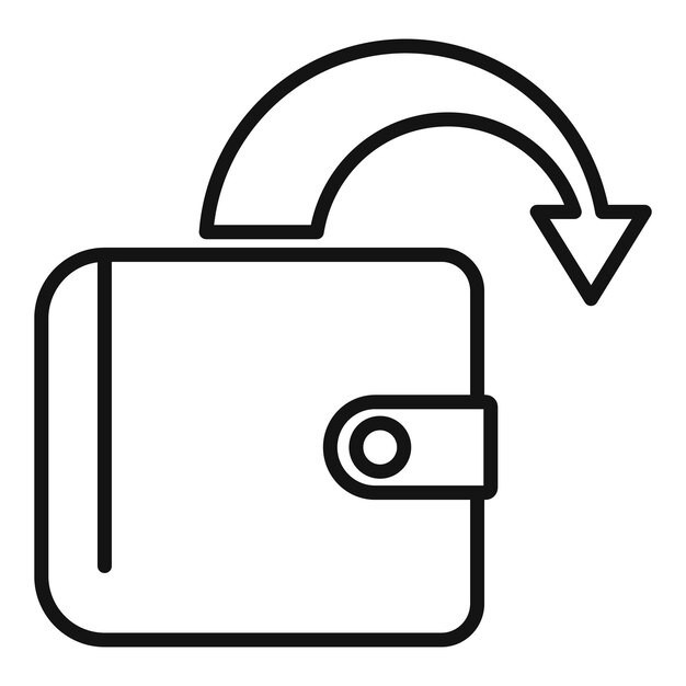 Vector de contorno de icono de billetera en línea Banco móvil Teléfono efectivo