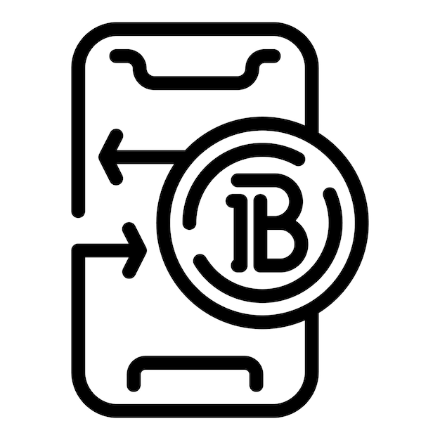 Vector de contorno del icono de la billetera móvil de Bitcoin Moneda digital