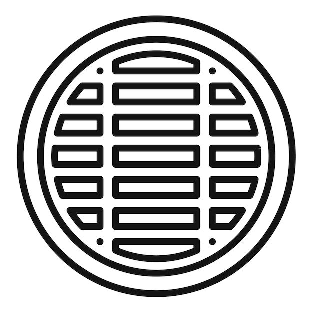 Vector de contorno de icono de boca de carretera Construcción de la ciudad Tapa de alcantarillado