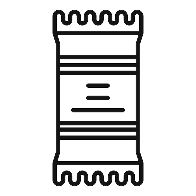 Vector de contorno del icono del bocadillo del paquete de cereales Producto del almuerzo
