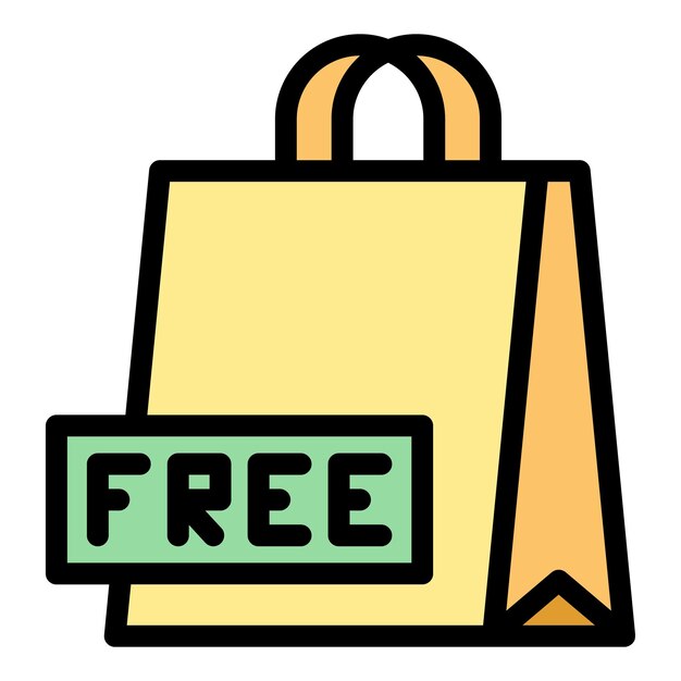 Vector de contorno de icono de bolsa gratis Bolsa de regalo Código de promoción color plano