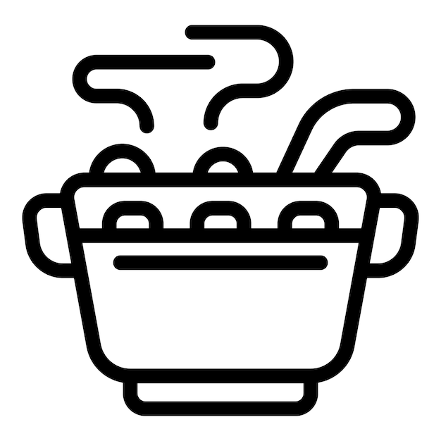 Vector de contorno de icono de borsch ucraniano Preparación de sopa de remolacha