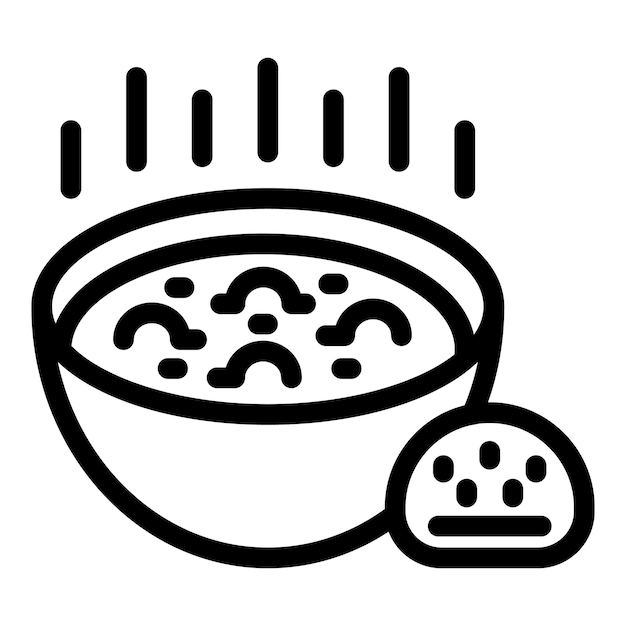 Vector de contorno de icono de borscht de repollo receta saludable casera