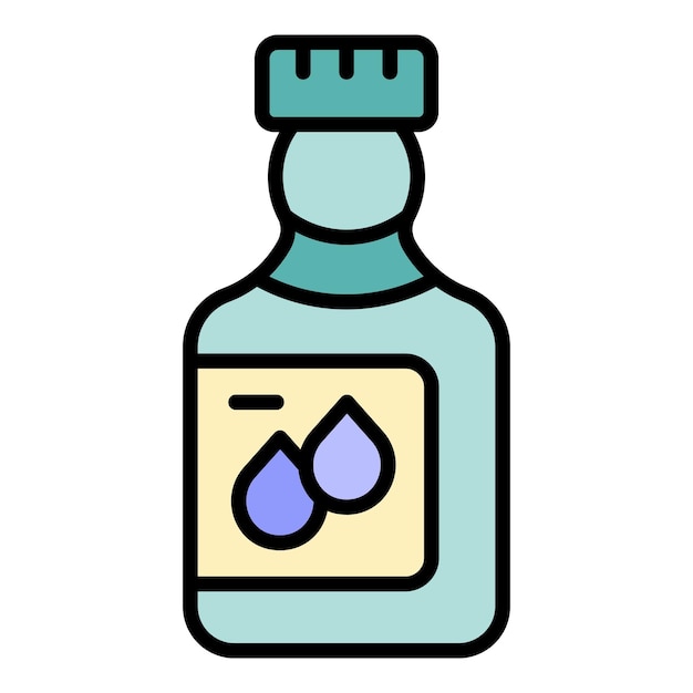 Vector de contorno del icono de la botella de aceite virgen Alimentos de aceituna Color vegetal extra plano