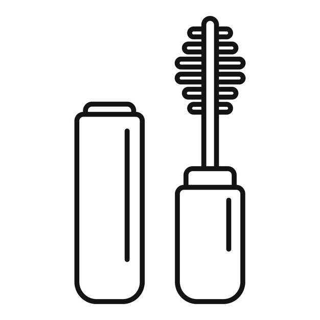 Vector de contorno del icono de la botella del cepillo para ojos Moda de cuidado femenina