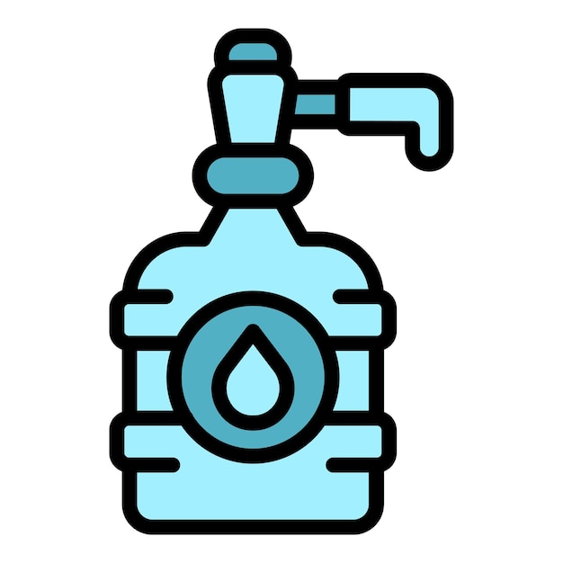 Vector de contorno del icono de la botella del dispensador de agua Oficina de la empresa Servicio de entrega de color plano