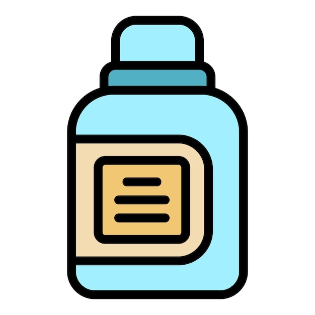 Vector de contorno del icono de la botella de limpiador Lavar el producto Limpiar el color del polvo plano