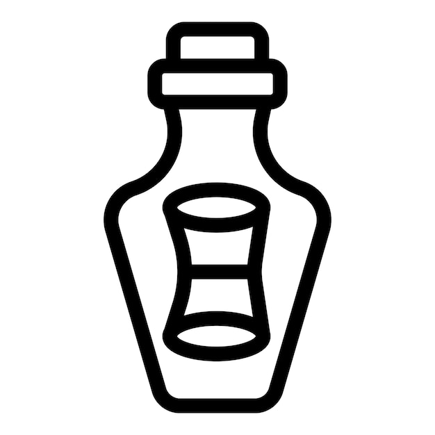 Vector de contorno del icono de la botella de mensaje sos nota de correo