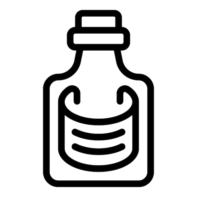 Vector de contorno del icono de la botella de mensaje vacío nota de agua