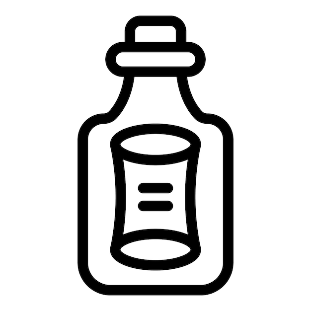 Vector de contorno del icono de la botella vacía de papel mensaje marino