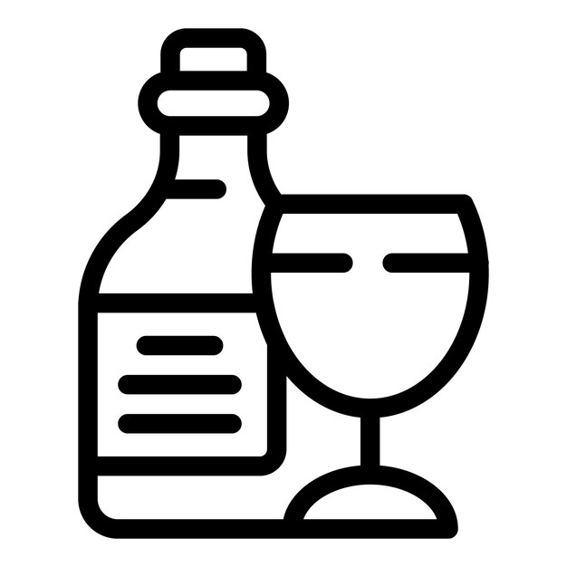 Vector de contorno de icono de botella de vino francés Galería de arte de viajes