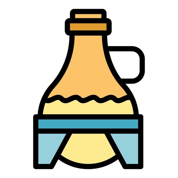 Vector de contorno del icono de la botella de vino Restaurante de negocios Color plano de la comida de café