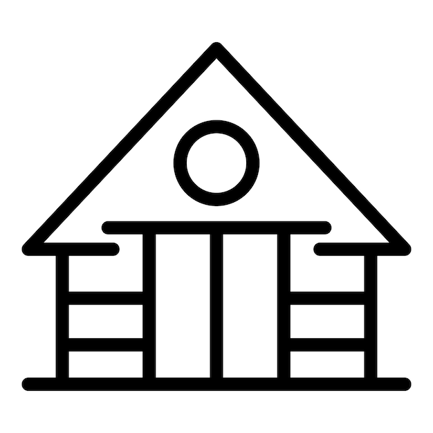 Vector de contorno del icono del bungalow de la escena Villa de verano Casa de la isla