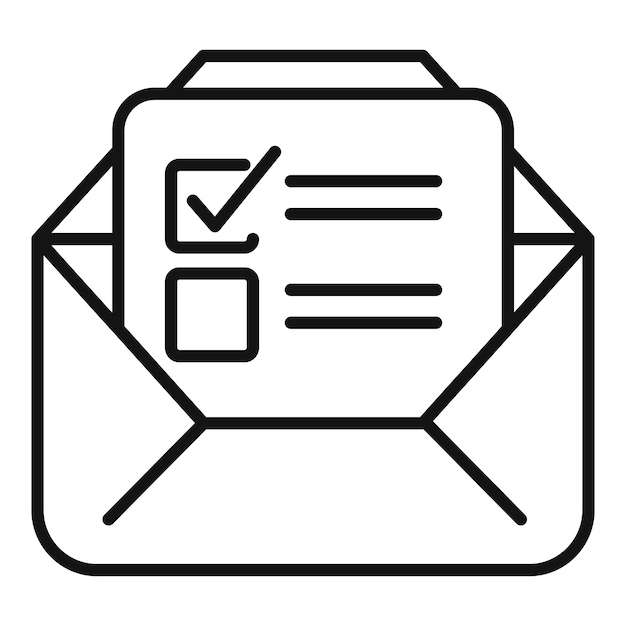 Vector de contorno del icono de la cabina de votación por correo La gente vota