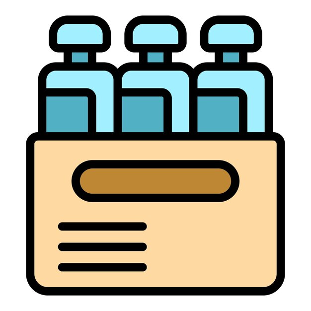 Vector de contorno del icono de la caja de cartón de agua Servicio de entrega Color plano de la botella de bebida