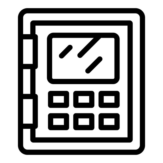 Vector de contorno de icono de caja de depósito rico oscuro seguro