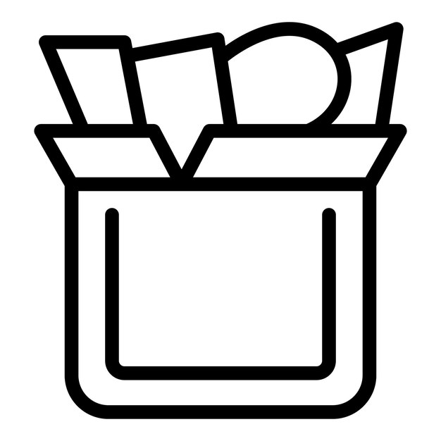 Vector de contorno de icono de caja de donación Personas migrantes Ayuda a la familia