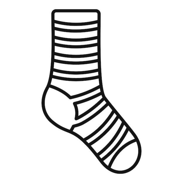 Vector de contorno de icono de calcetín de algodón Artículo de lana de calcetín de invierno