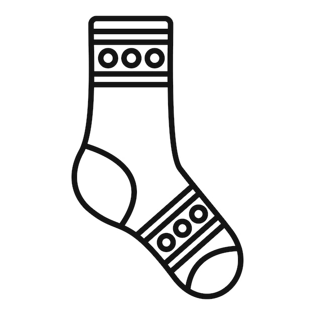 Vector de contorno de icono de calcetín deportivo Colección de invierno Calcetín para niños