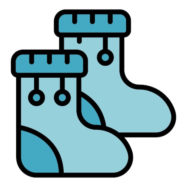 Vector de contorno de icono de calcetines para bebés Cuidado de bebés Color plano del niño recién nacido