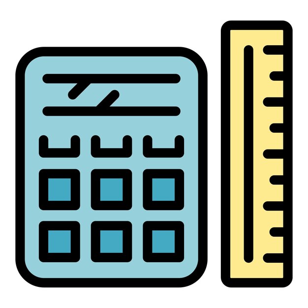 Vector de contorno de icono de calculadora Impresión de trazado Formato de color de oficina plano