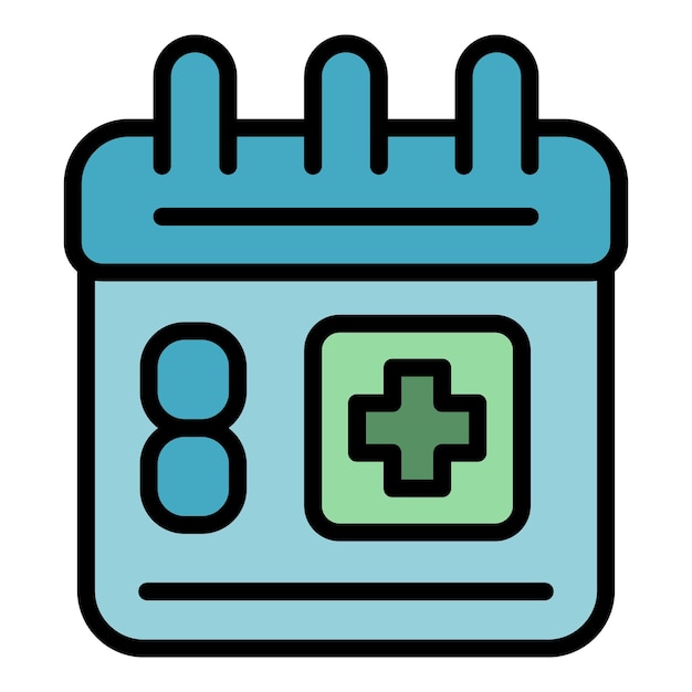 Vector de contorno de icono de calendario médico para bebés Cuidado del recién nacido Salud del bebé Color plano