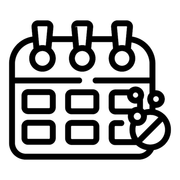 Vector de contorno del icono del calendario de la nota Fizz Polvo aspirante Cuidado médico de la salud