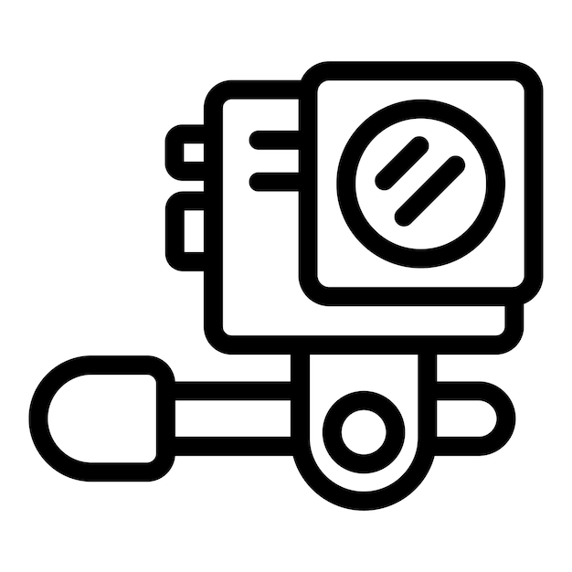 Vector de contorno de icono de cámara de acción para todo el tiempo Videocámara electrónica moderna