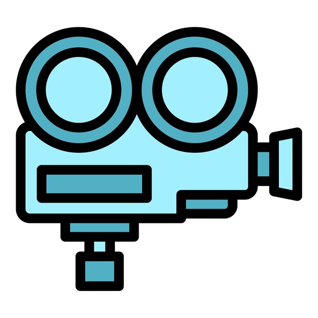 Vector de contorno del icono de la cámara de cine Pantalla del automóvil Color plano del espectáculo de aire