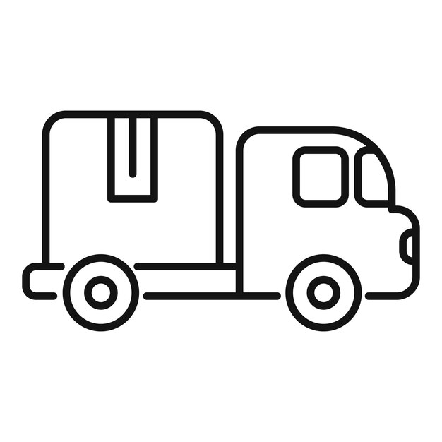 Vector de contorno del icono del camión de entrega del paquete Mercado de la tienda de compras