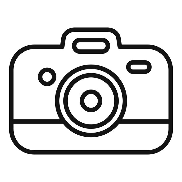 Vector de contorno del icono del campamento de la cámara Foto de la naturaleza al aire libre