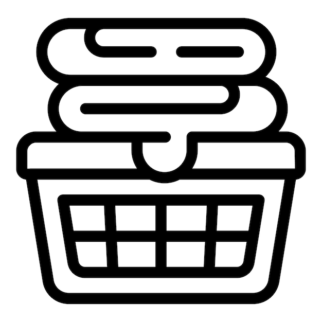 Vector de contorno del icono de la canasta de la lavandería El contenedor de ropa cargado