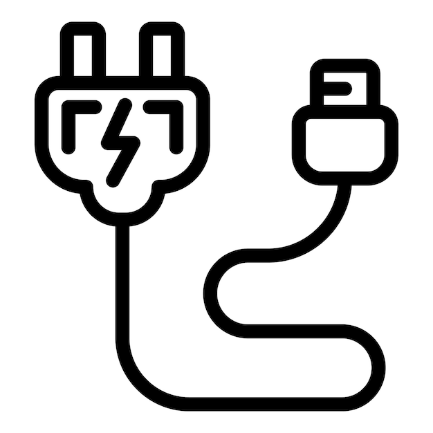 Vector de contorno del icono del cargador eléctrico Adaptador de enchufe de energía