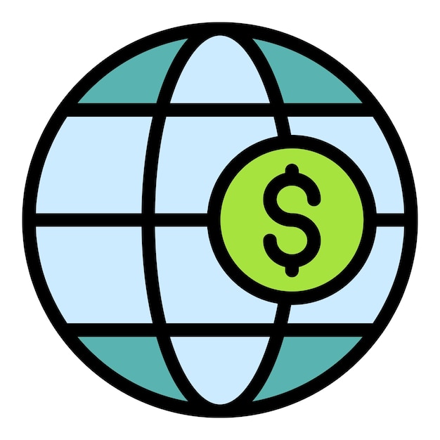 Vector de contorno de icono de caridad global Ayuda a las personas Ayuda social color plano