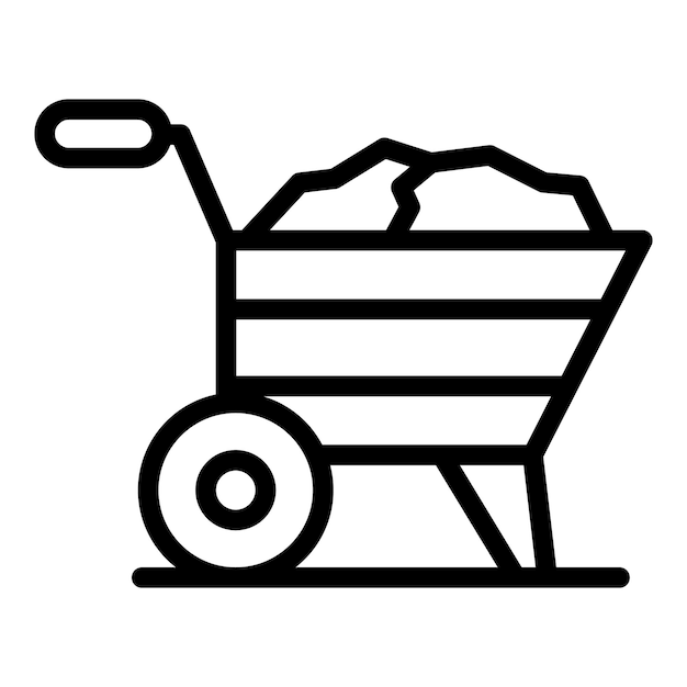 Vector de contorno del icono de la carretilla Mezclador de hormigón Camión de cemento