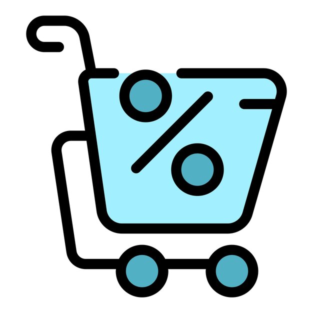 Vector de contorno de icono de carrito de crédito de préstamo Banco pequeño Plano de color digital local