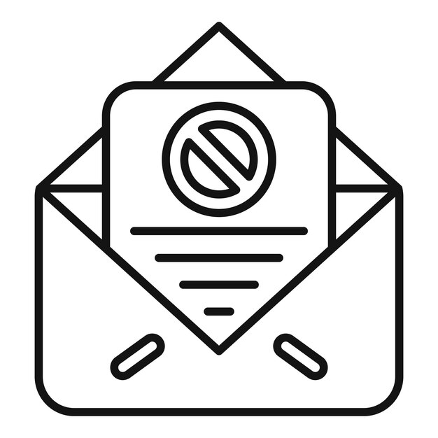 Vector de contorno del icono de la carta de descarga de responsabilidad del correo Documento financiero