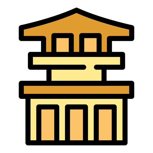 Vector de contorno de icono de casa japonesa Japón Kyoto Torre de la ciudad color plano