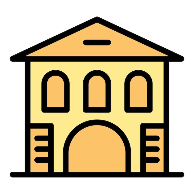 Vector de contorno del icono de la casa del restaurante Mesa de comida Color plano de la cafetería de negocios