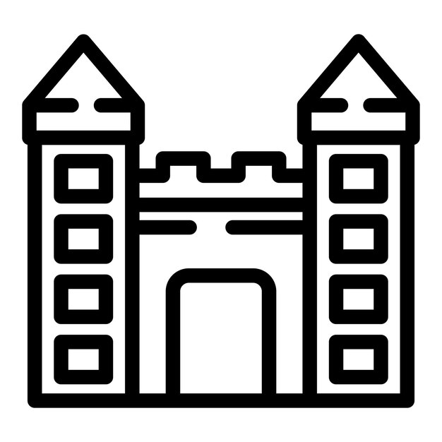 Vector de contorno de icono de castillo asiático Torre de la ciudad de Bakú